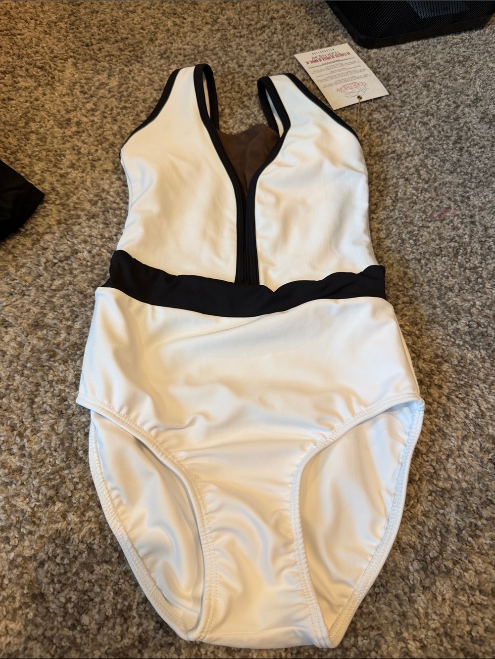 White leotard with Black Trim Tiger Friday